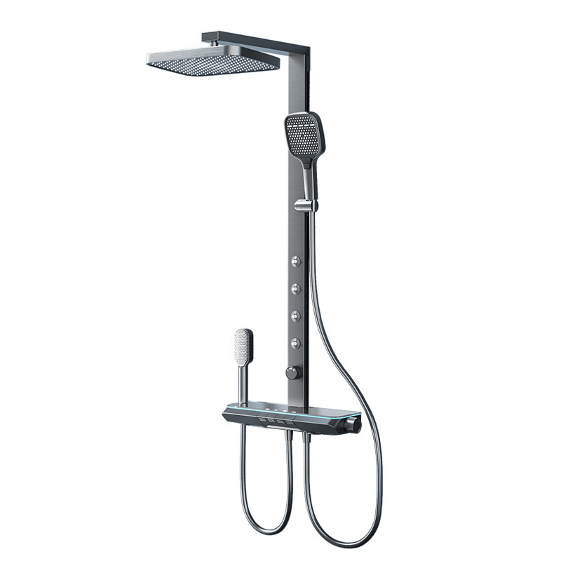 Set de ducha doméstica leche blanca temperatura constante bañera de baño baño inodoro pantalla de ducha inteligente rack