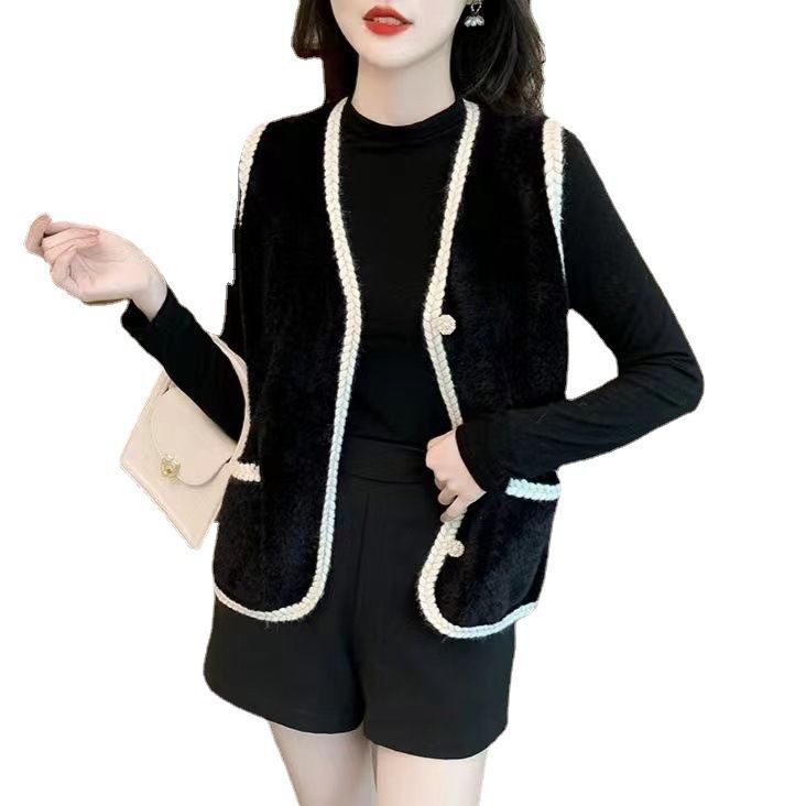Francés Socialite estilo Chanel chaleco exterior Otoño e Invierno nueva moda todo-Partido moda sin mangas punto cardigan abrigo para las mujeres image 6
