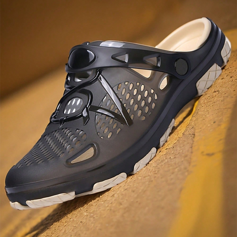 Men's Lightweight and Comfortable Hollow-Out Non-Slip Garden Shoes Mesh Summer Sandals Men's Casual Outdoor Non-Slip Beach Slippers