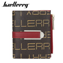 baellerry女士短款钱包韩版印花多卡位摁扣零钱包时尚拉链卡包女