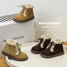 迈小迈冬季新款儿童韩版时尚羊羔毛加绒保暖短靴男女童雪地靴