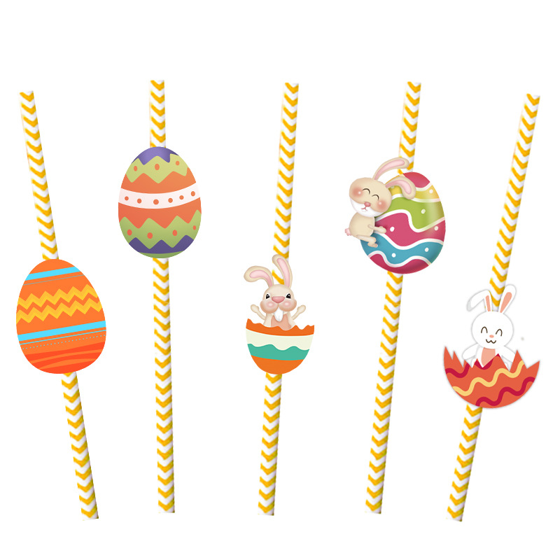 Easter Simple Style Classic Style Color Block Paper Holiday Daily Drinking Straw display picture 3