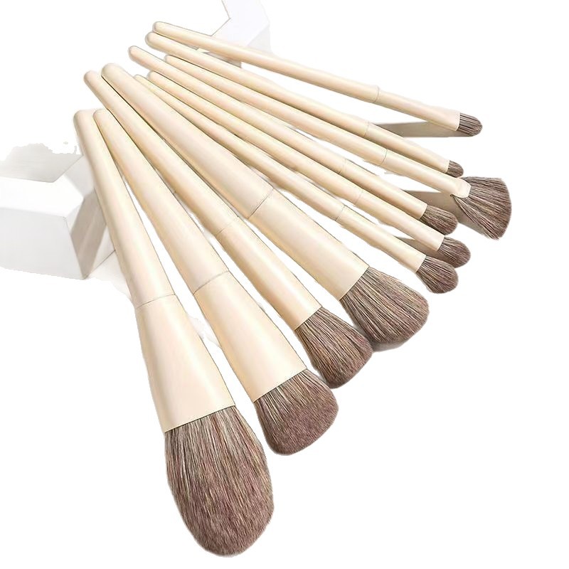 Diez pinceles de maquillaje conjunto cepillo pequeño blanco lechoso cero grado cepillo de maquillaje cepillo de luz alta sombra de ojos pelo suave cero grado herramientas de belleza