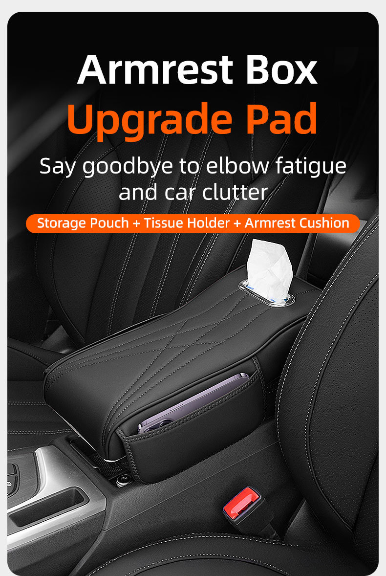 Car Armrest Box Pad Multifunctional Central Water Cup Holder Tissue Box Car Booster Pad Universal Armrest Box