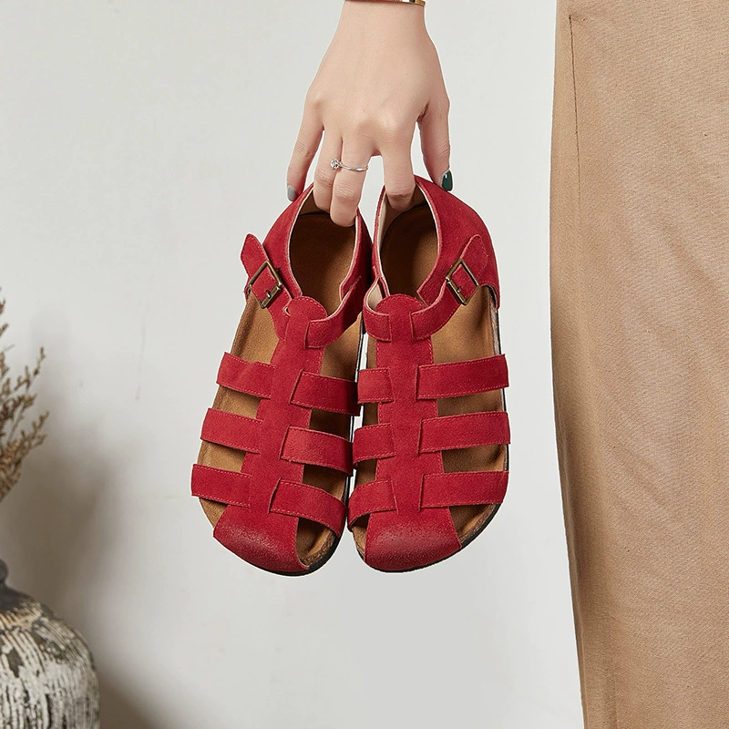 Sandals, leather footwear platform, woven shoes, genuine leather