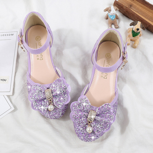 Fashionable Summer Princess Shoes for Girls, Korean Style, Non-Slip, Gold-Tone, Breathable, Stylish Performance Sandals for Young Girls