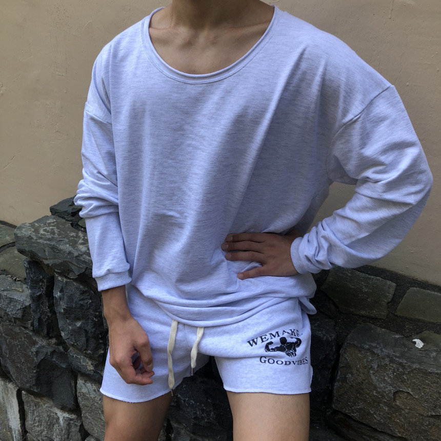 Men's Long Sleeved Sportswear Trendy Brand Muscular Fit Loose Fit Basketball Training Top Solid Color Sports Hoodie_viptrois.com