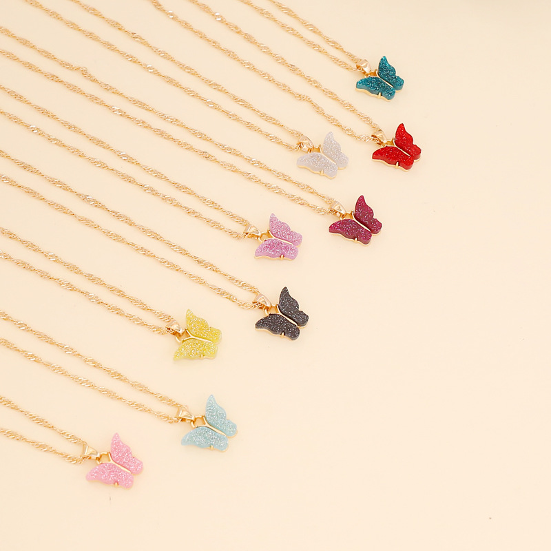 korean style multicolor fluorescent butterfly necklacepicture2