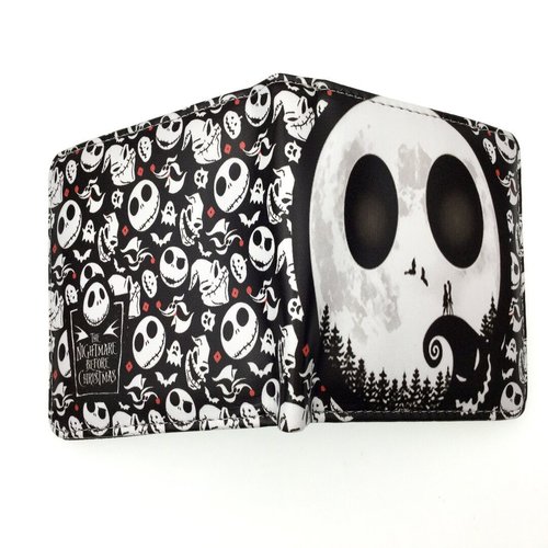 Halloween Skull Jack PU short coin purse The Nightmare Before Christmas student men's and women's leather wallet card holder