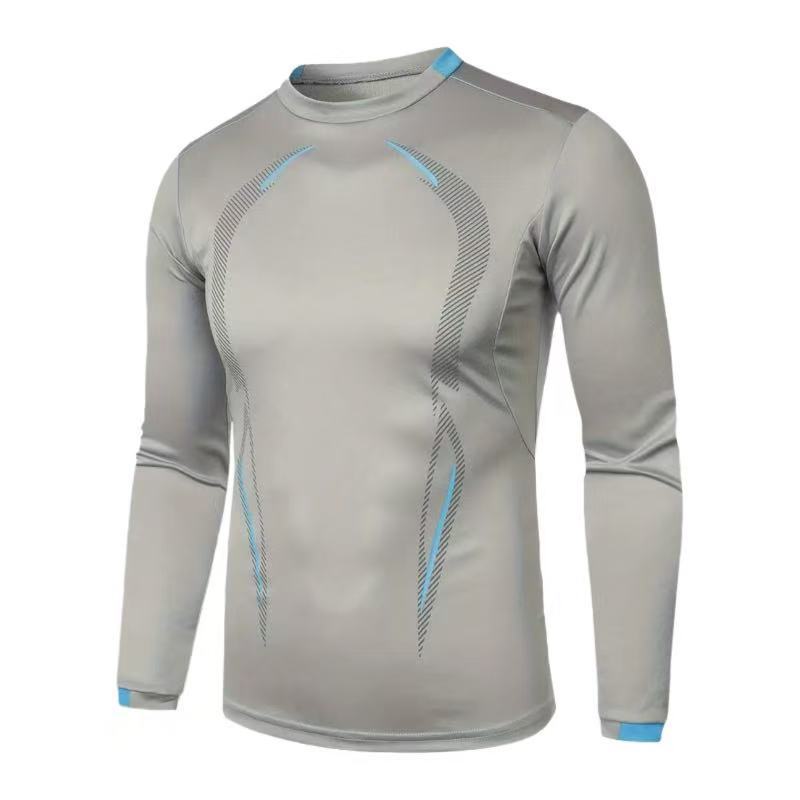 Cross-Border European and American Style Round Neck T-Shirt, Elastic Quick-Dry Compression Training Long-Sleeve Running Sports Wear, Fitness Clothing for Men Cross-Border European and American Style Round Neck T-Shirt, Elastic Quick-Dry Compression Training Long-Sleeve Running Sports Wear, Fitness Clothing for Men