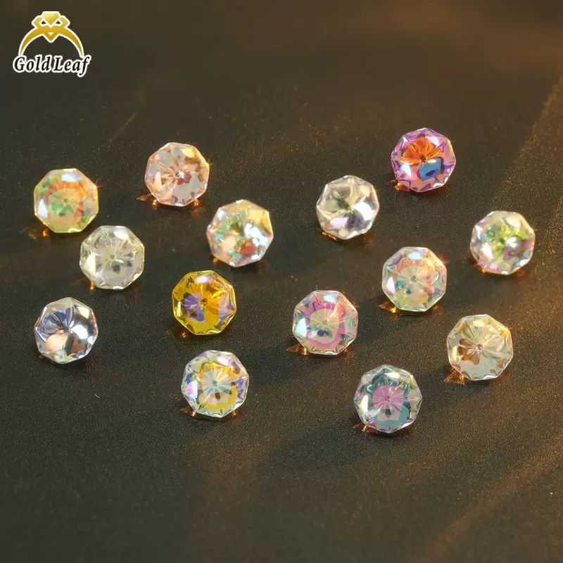 八边形水母切渐变锆石小红书爆款新款人造水宝宝灯泡耳钉裸石镀膜