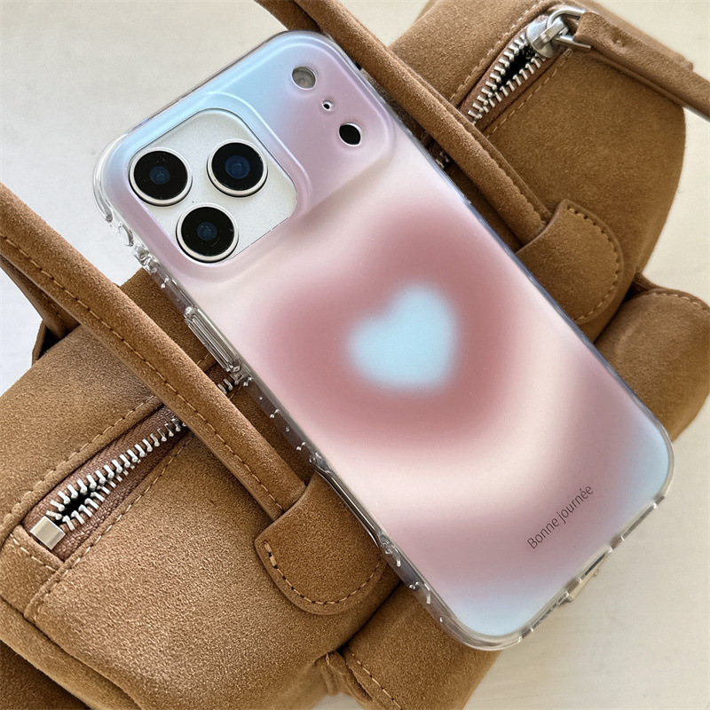 简约渐变爱心晕染适用iPhone17苹果16ProMax/15/14手机壳新款少女|undefined