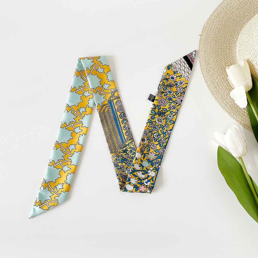 Women's Elegant Retro Printing Bag Satin Silk Scarf display picture 34