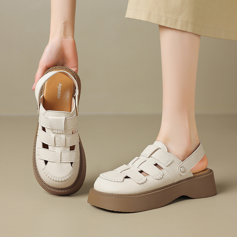 Sandalias romanas de león antiguo para mujeres 2026 nueva primavera dos vestir una parte gruesa con una falda para usar zapatillas