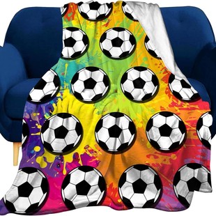 Super Soft Football Blanket Lightweight Plaid 3D Printed Flannel Baseball Basketball Throw Blanket for Sports Fans Children