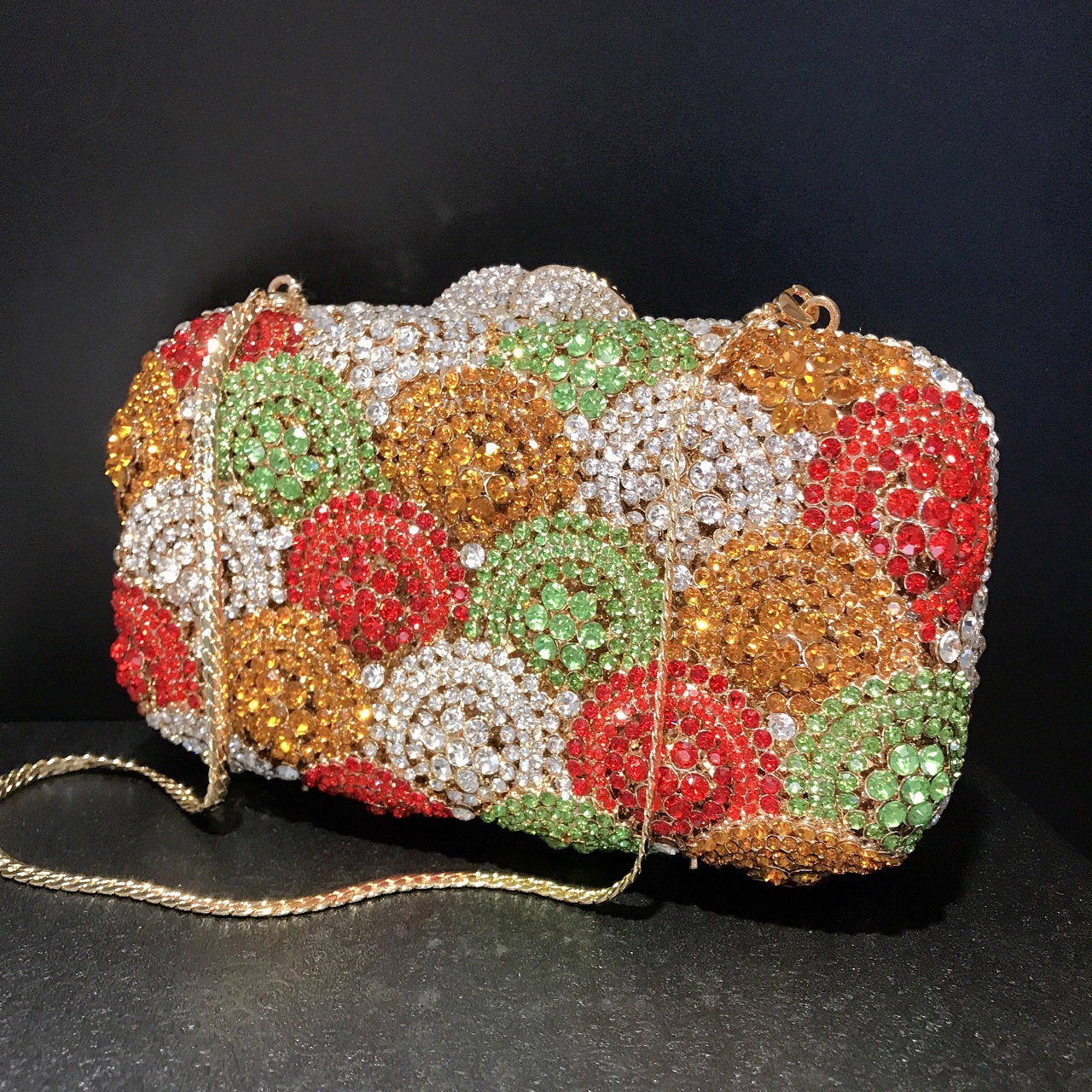 Túi clutch nữ đính kim cương phong cách Âu Mỹ, kim loại cứng, cầm tay dự tiệc — Cá tính đặt làm chi tiết 1