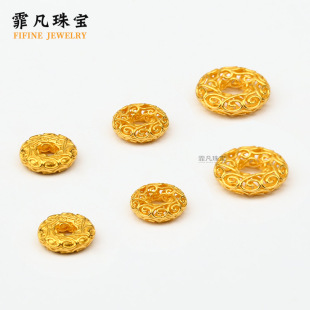 18K Gold Hollow Filigree Cloud Ruyi Spacer Donut Spacer Bead Ring Buckle DIY Bracelet Braided Rope Beading Accessories