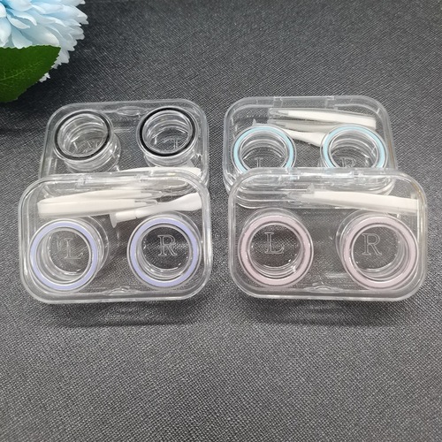 Fully transparent all-in-one contact lens box with anti-leakage ring, contact lens box without twisting lid, companion box, stable supply