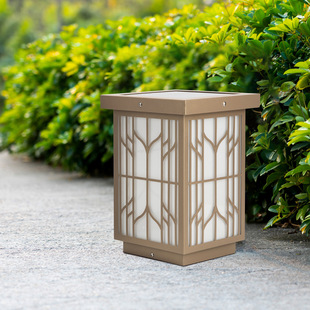 Square Lawn Lamp Chinese Style Solar Lawn Lamp Outdoor Park Stainless Steel Courtyard Landscape Decorative Lawn Lamp