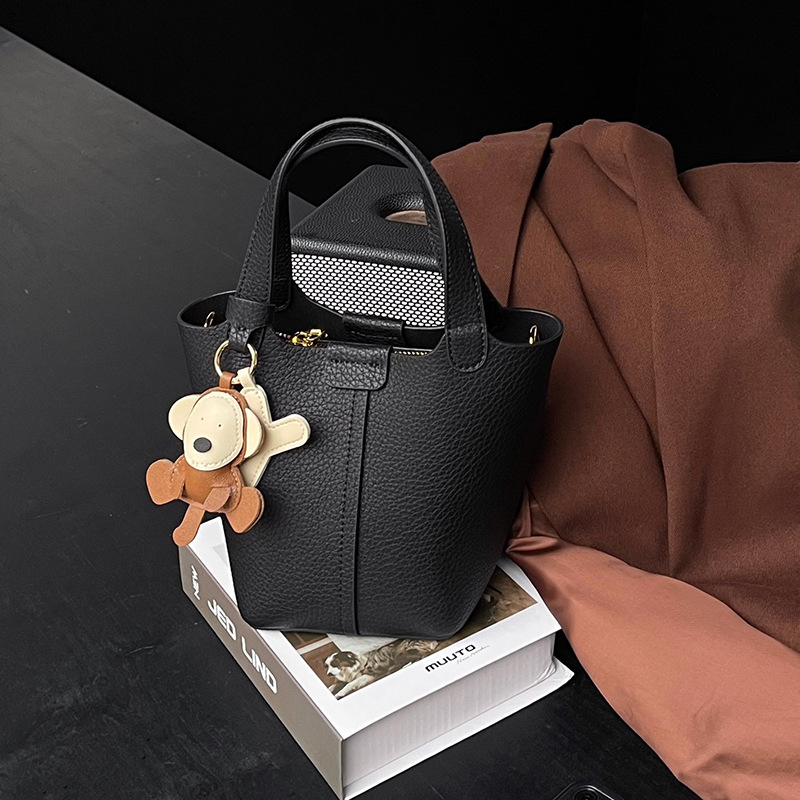 Women's 2026 New Niche Crossbody Bag Luxury Bucket Bag Genuine Leather Handbag Shoulder Bag - Thumbnail 7