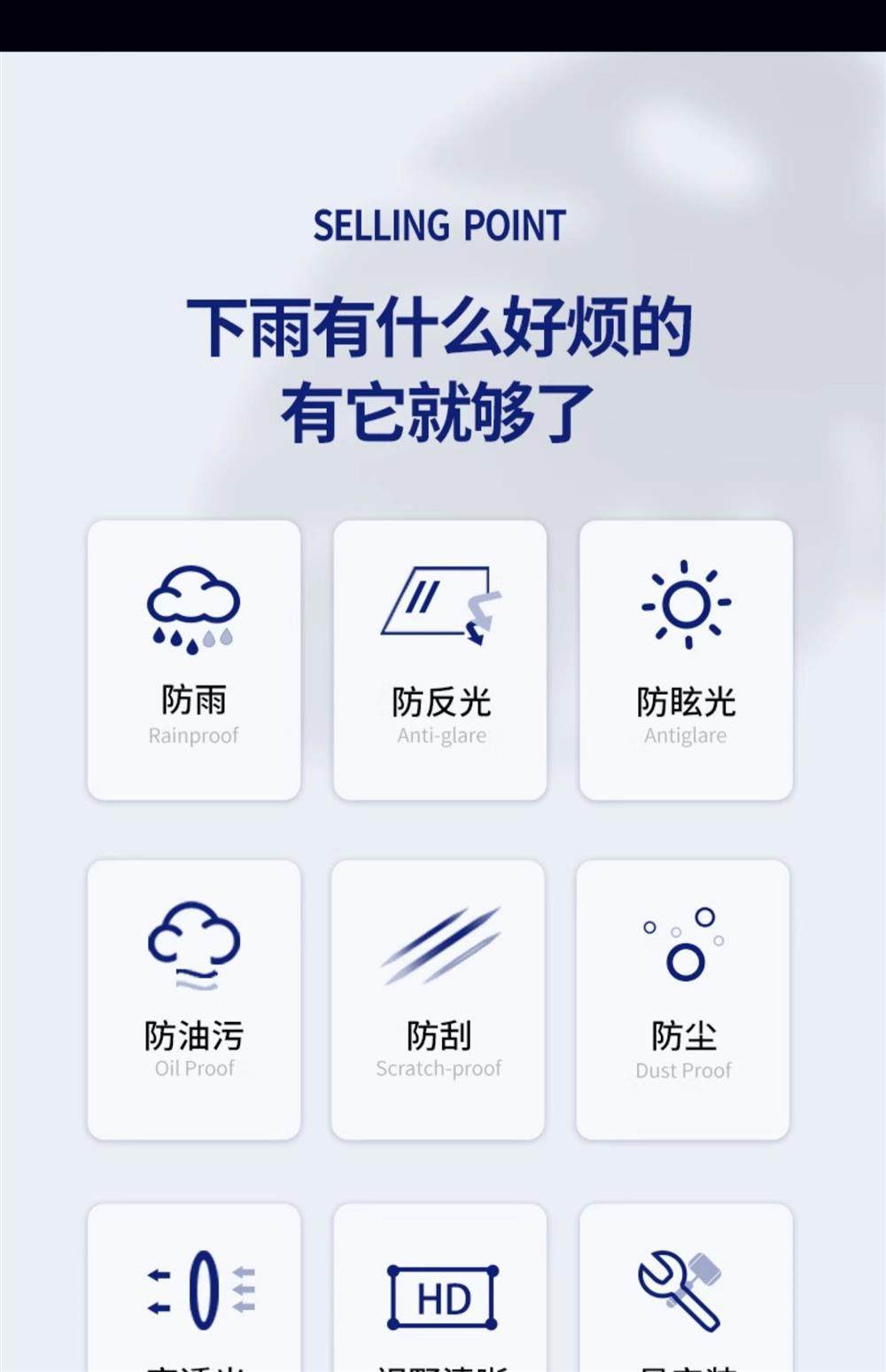 Car Rearview Mirror Rainproof Film, Anti-Fog Reflective Mirror Glass Waterproof Film, Universal Full-Screen Side Window Accessories