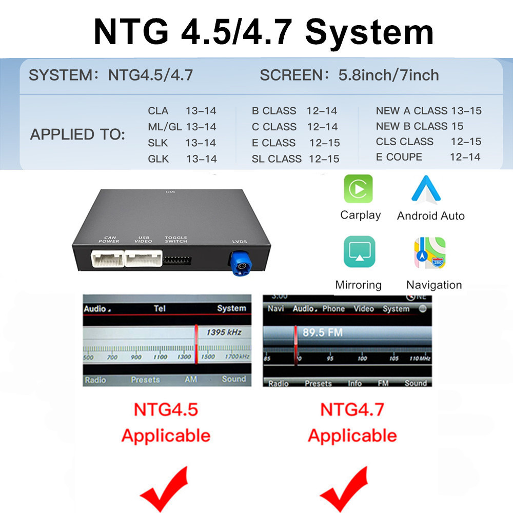 Mercedes-Benz Wireless Carplay Decoder Android Auto Module for Mercedes-Benz NTG4.5 NTG5.0 (Simsiz CarPlay və Android Auto) - ntg45-system