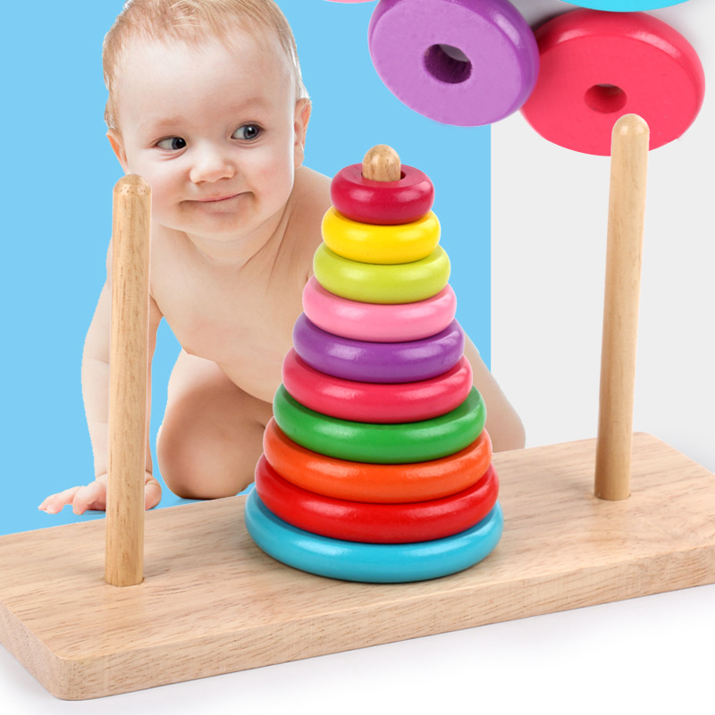 Big wooden intellectual tower of Hanoi