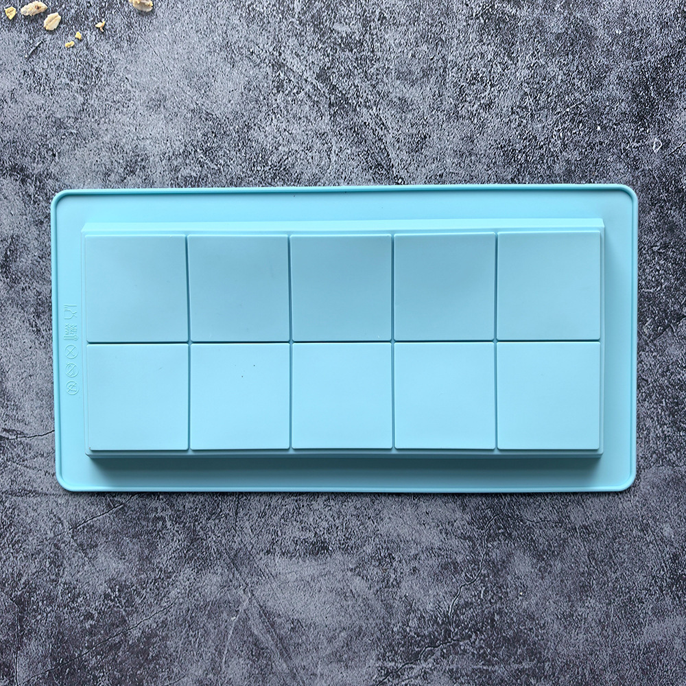 10 grados de chocolate molde de silicona cuadrado rectangular molde de barras de chocolate molde 784