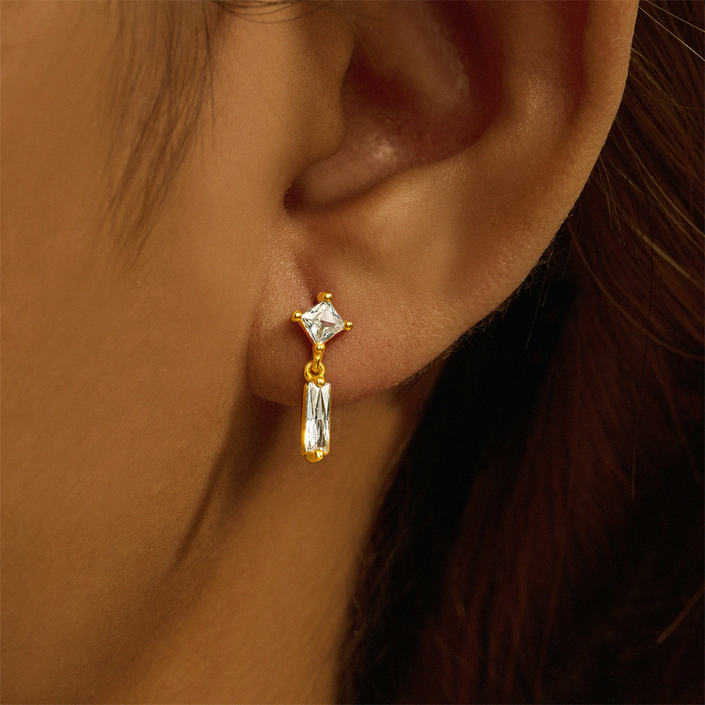 1 Piece Simple Style Geometric Plating Inlay Sterling Silver Opal Zircon Ear Studs display picture 47