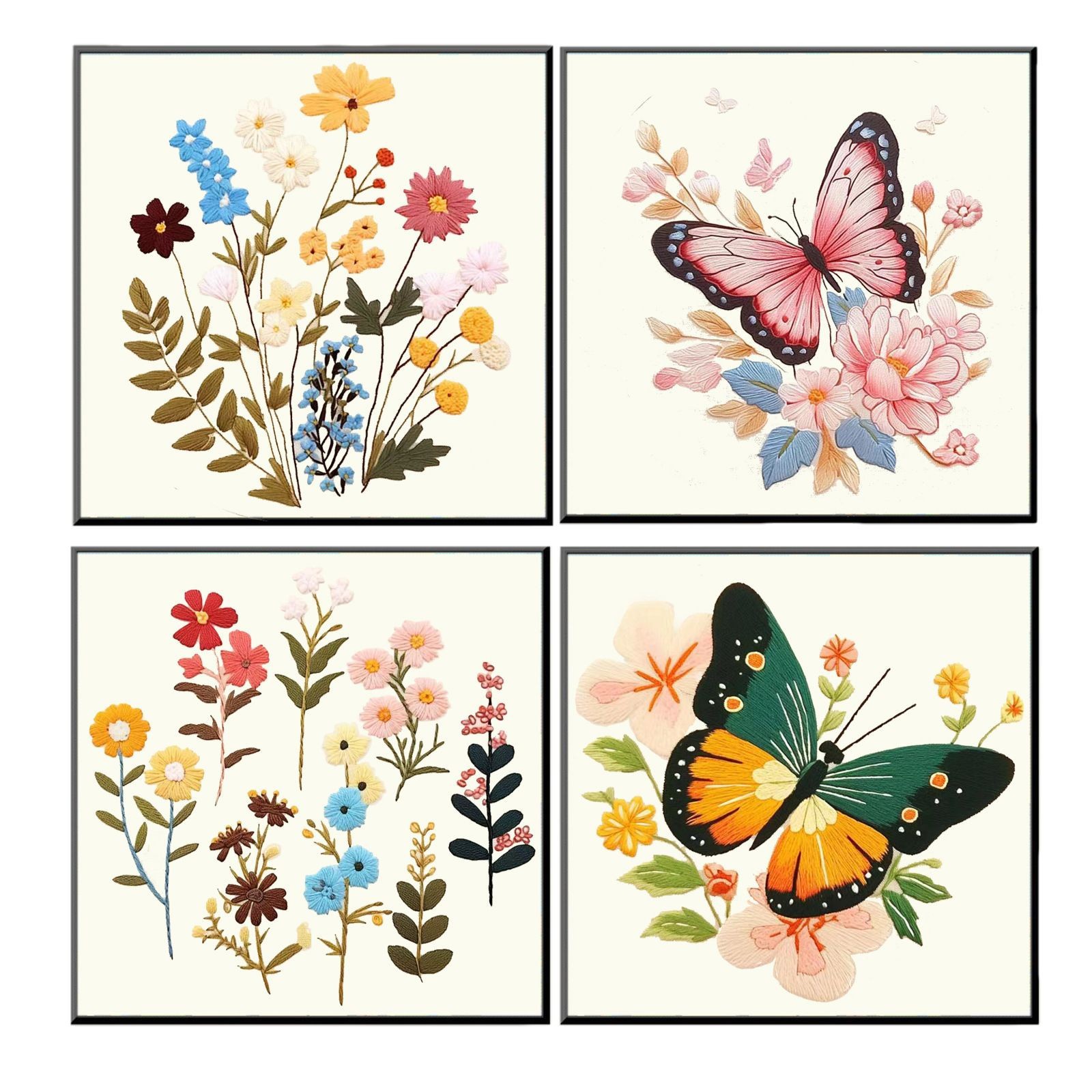 Punto de fábrica cabello lacio nueva serie de flores de mariposa transfronterizo Amazon venta caliente paquete de material de bricolaje de punto de cruz