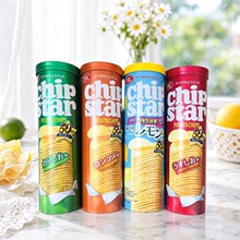 日本进口零食YBC chip star原味海苔浓汤芝士柠檬味薄脆桶装薯片