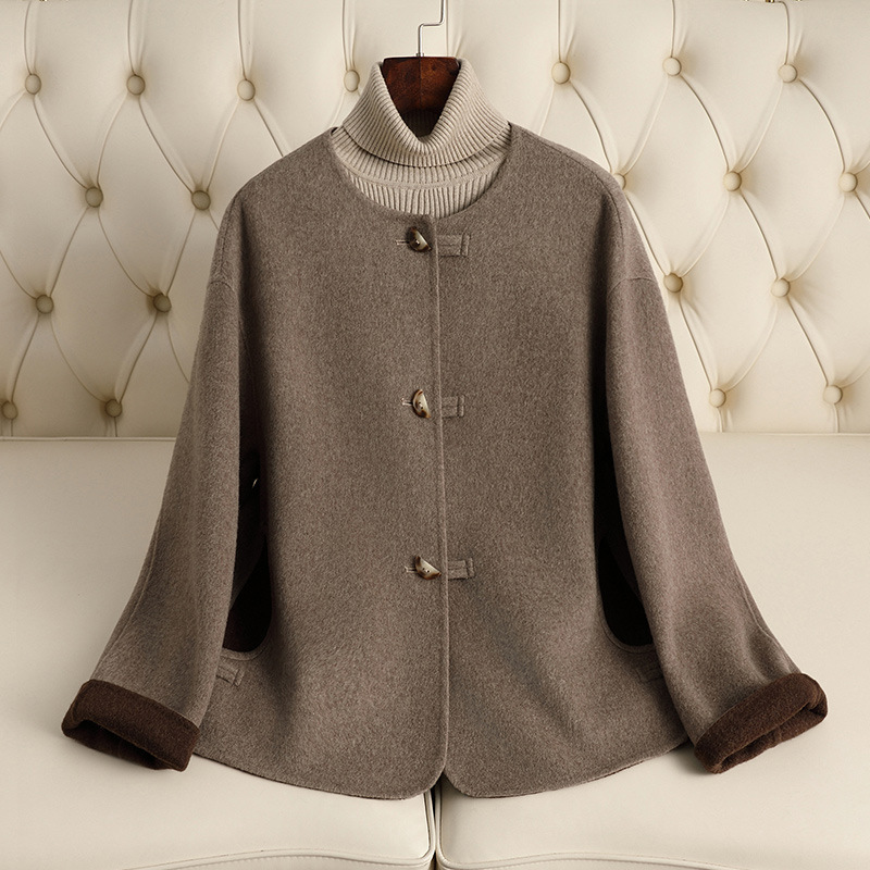 【Same Style as in Shopping Malls】Double-Sided Cashmere Coat for Women, Short Style, New Autumn and Winter Model, High-End Woolen Jacket for Petite Women