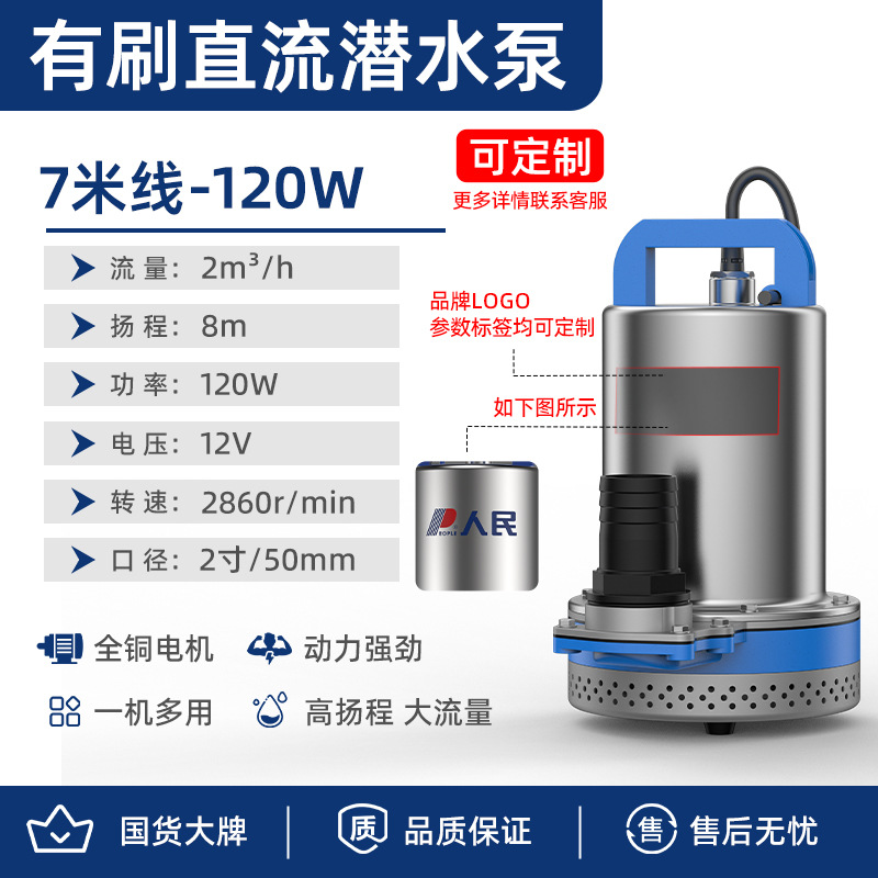 Gente DC bomba sumergible batería coche bomba de agua riego agrícola acero inoxidable 48/60V pequeña bomba