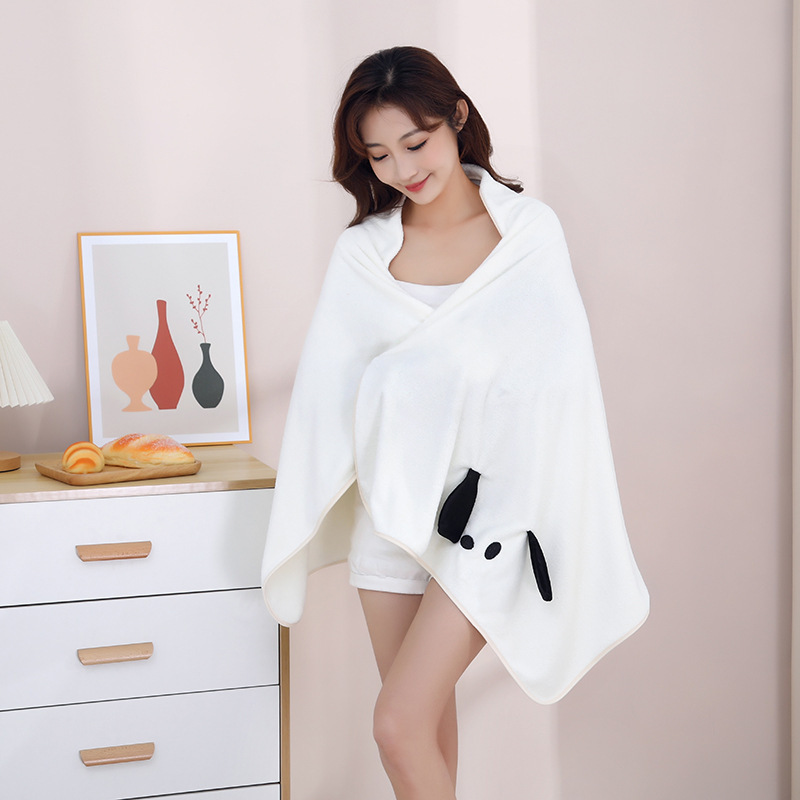 Shower Cap, Hacha Dog Bath Skirt, Towel, Hair Drying Cap, Bath Towel Four-Piece Set, Coral Fleece Bathrobe, Non-Shedding, Hooded