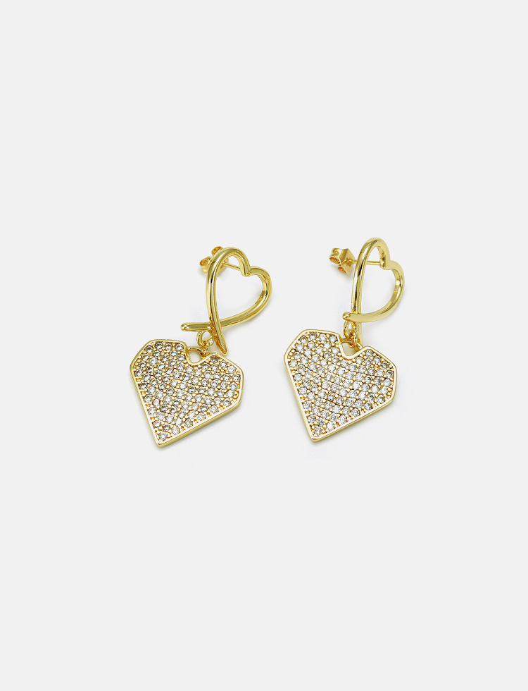 Fashion Gold-plated Zircon Heart-shaped Earrings display picture 5