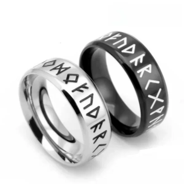 Foreign Trade New Product Titanium Steel Men's Ring Viking Text Stainless Steel Ring Personalized Jewelry Wholesale Source Manufacturer