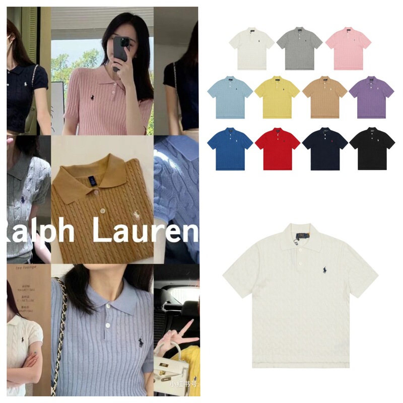High-Quality Polo Collar Knitted Short-Sleeve T-Shirt with Small Twist Collar for Women, Available for Dropshipping High-Quality Polo Collar Knitted Short-Sleeve T-Shirt with Small Twist Collar for Women, Available for Dropshipping