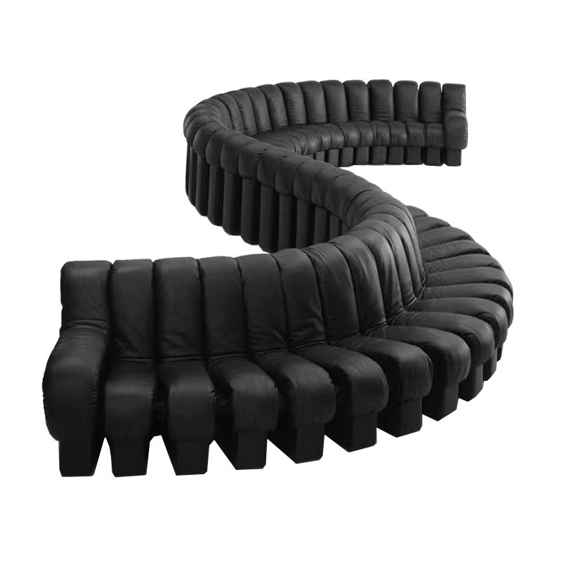 Curved Sofa Italian Snake-Shaped Special-Shaped Leather Sofa Modern Minimalist Designer Module Combination Living Room Arc Sofa