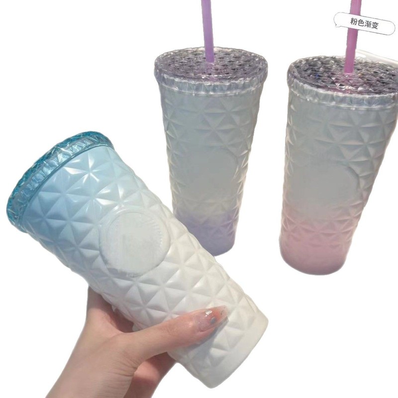 スターダッドダイヤモンドパターンストローカップ 304 ステンレス鋼 591 ミリリットル大容量黒と白の高価値ギフトスポット卸売|undefined