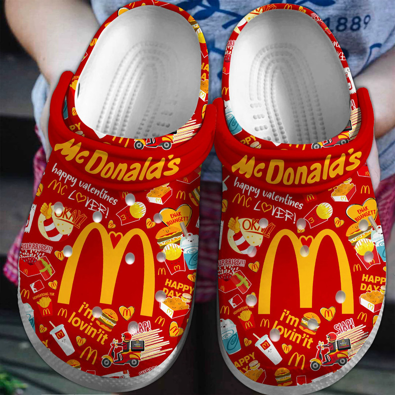 Pod One-Piece Minimum Order Cross-Border Mcdonald's Crocs Shoes with Pictures Printed with Cute Letters Digital Printing Eva Sandals
