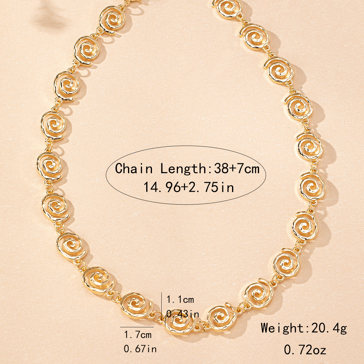 30g Weight Necklace Classification Zinc Alloy Chain Material Elegant Basic Classic Style Spiral Alloy Chain Necklaces Wholesale