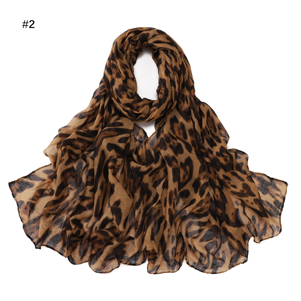 Leopard Pattern Summer Season Women's Vintage Style Classic Style Leopard Voile Silk Scarf