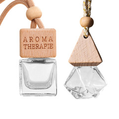 Car Air Freshener Bottle Pendant Empty Bottle Car Scent Diffuser Charm Creative Essential Oil Wooden Car Hanging Decorative Accessory
