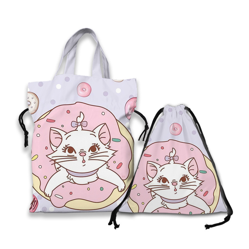 AristoCats Mary Cat's Adventures animated merchandise multi-image drawstring drawstring tote bag storage bag AristoCats Mary Cat's Adventures animated merchandise multi-image drawstring drawstring tote bag storage bag