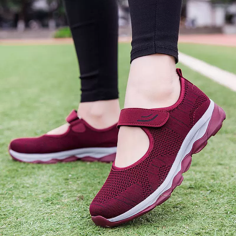 Footwear for mother, walking shoes, plus size, autumn, for middle age, soft sole