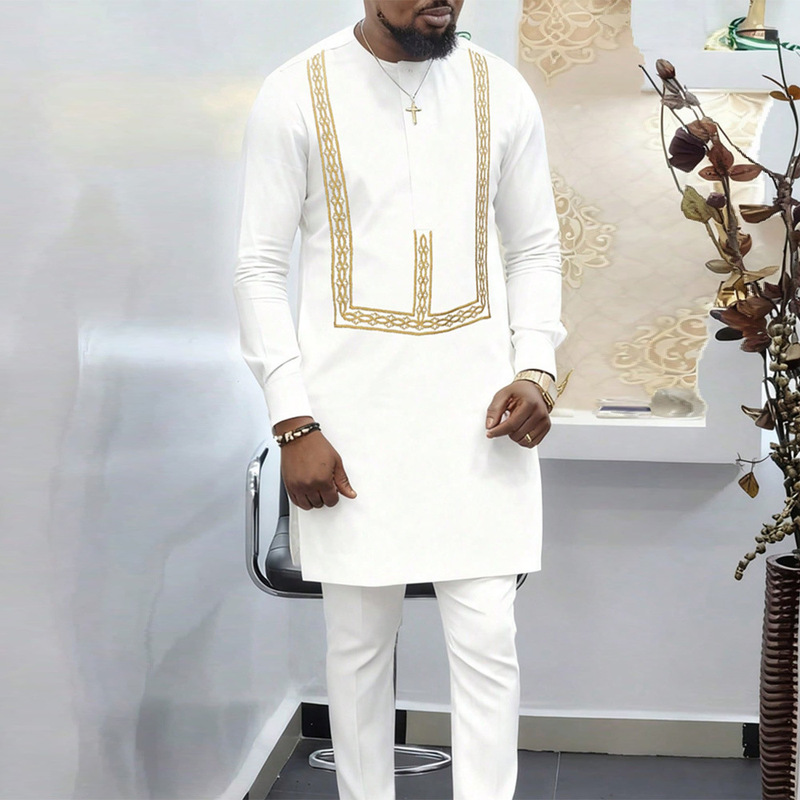 Dashiki Men's Suit African Style Long Sleeve Embroidery 2-Piece Suit Elegant Men's Suit 1155524 Dashiki Men's Suit African Style Long Sleeve Embroidery 2-Piece Suit Elegant Men's Suit 1155524