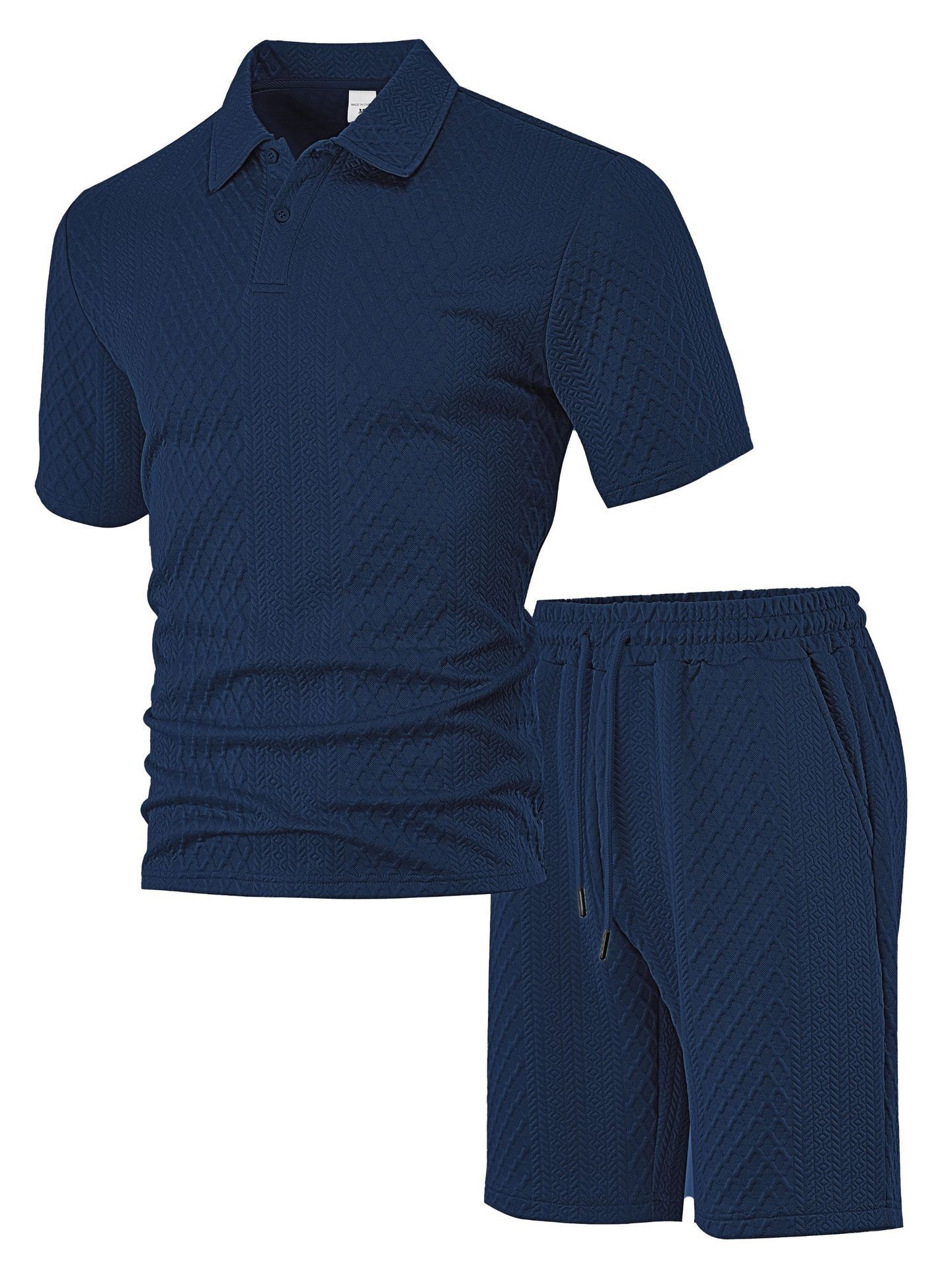 Herren Freizeit Sport Jacquard Polohemd Und Shorts Set Sommer_voghion.com