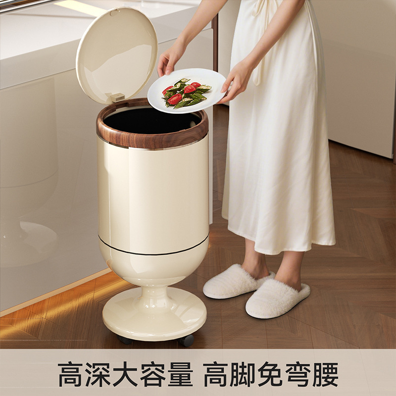 High-Legged Trash Can That Doesn'T Require Bending Over, Movable, with a Premium Feel, for Home Use in Living Room and Kitchen, with Lid, Large Size, Large Capacity Trash Bin High-Legged Trash Can That Doesn'T Require Bending Over, Movable, with a Premium Feel, for Home Use in Living Room and Kitchen, with Lid, Large Size, Large Capacity Trash Bin