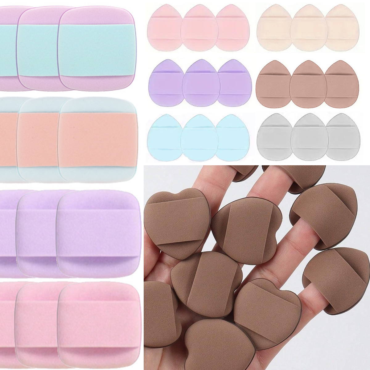 Polvo de aire de doble cara transfronterizo no de látex polvo de dedo de punta mini zapatillas pulgar esponja de maquillaje polvo de polvo