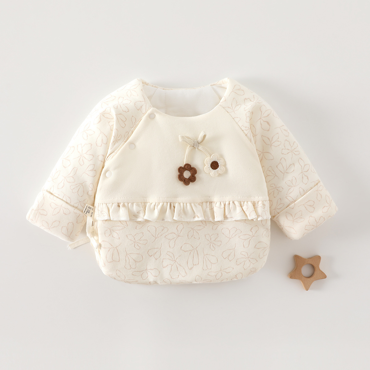 新生婴儿衣服秋冬季宝宝加厚上衣无骨夹棉保暖半背衣新生儿和尚服